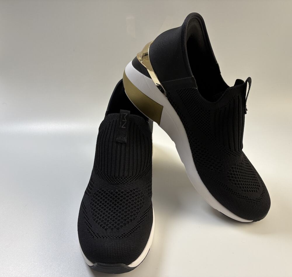 Skechers Mark Nason A Wedge Crecent Black Gold Women’s 9 Slip-Ins 177667